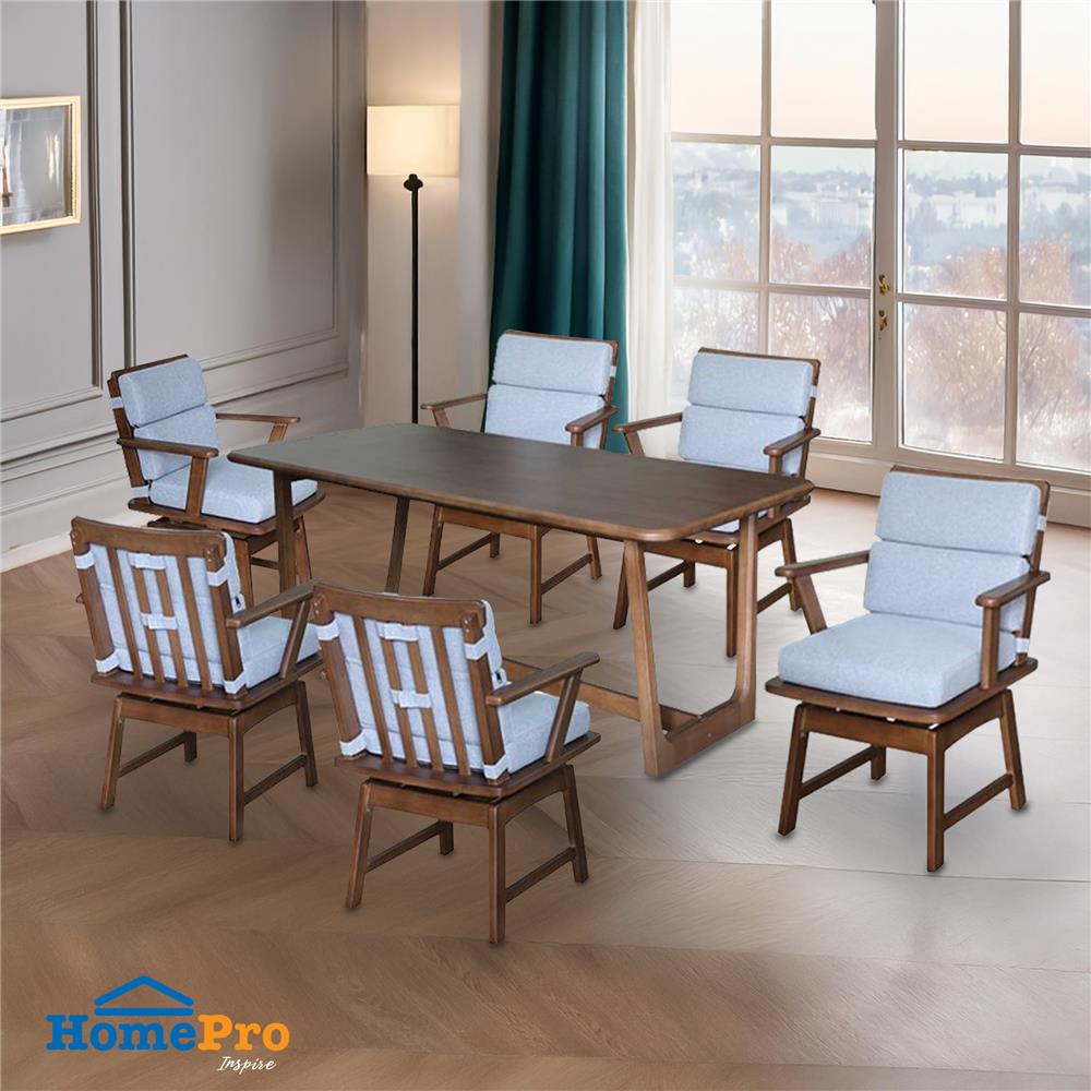 ชุดโต๊ะอาหาร 6 ที่นั่ง FURDINI HOKKAIDO สีน้ำตาลเข้ม