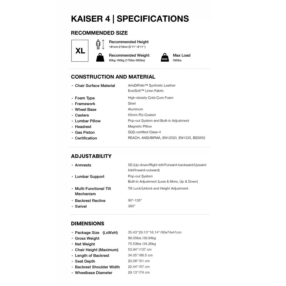 เก้าอี้เกมมิ่ง ANDA SEAT KAISER 4 SIZE XL PVC สีดำ