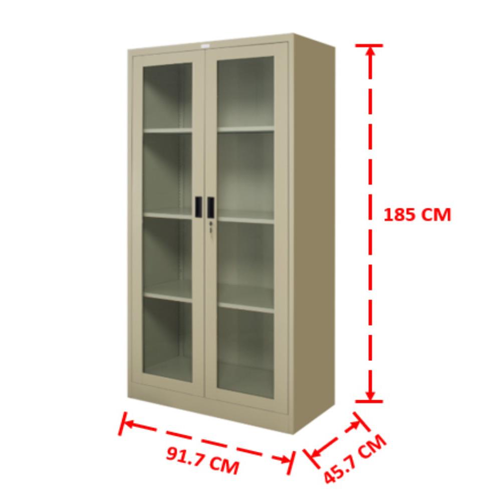 ตู้เหล็กสูงบานเปิดกระจก WORKSCAPE ZSG-756 91.7 ซม. สีครีม