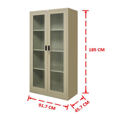 ตู้เหล็กสูงบานเปิดกระจก WORKSCAPE ZSG-756 91.7 ซม. สีครีม_2