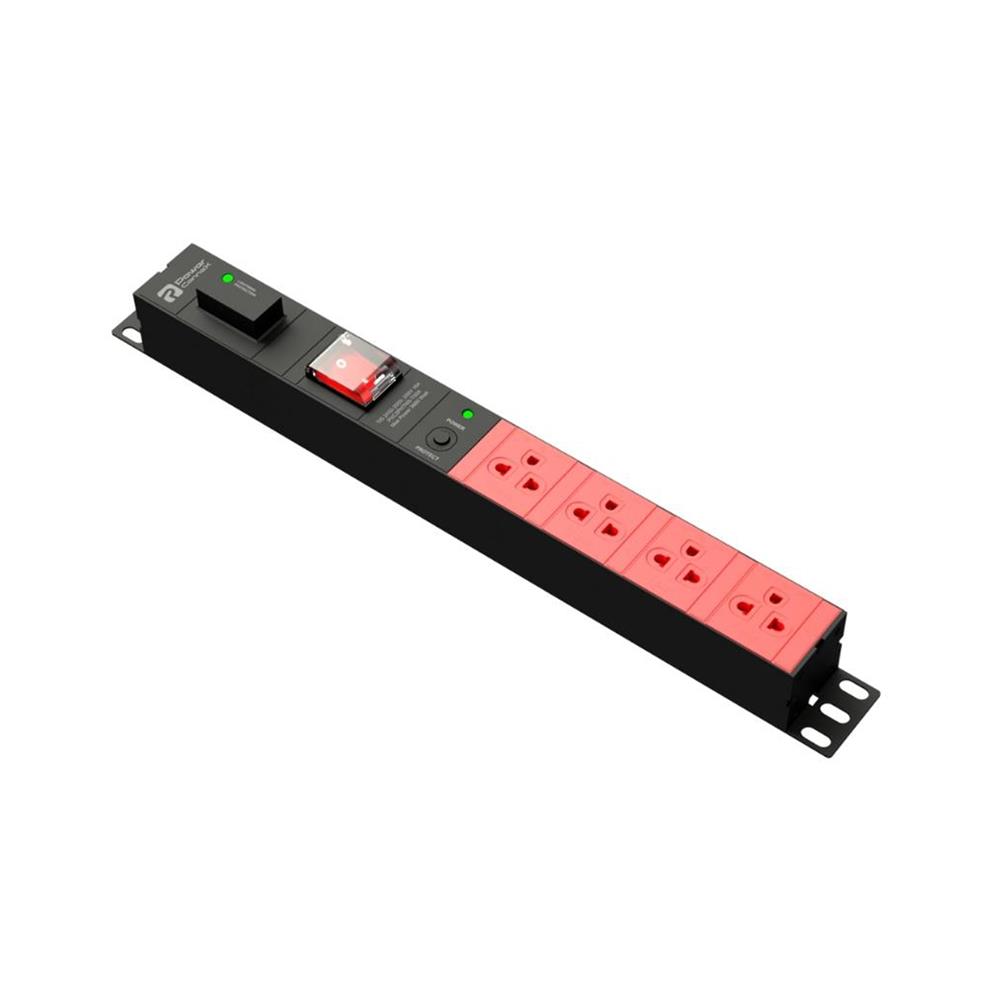 รางปลั๊กไฟ 4 ช่อง 1 สวิตช์ HOT SWAP POWERCONNEX PXC5PHTSS-TS04 16 แอมป์ 3 ม. สีแดง/ดำ