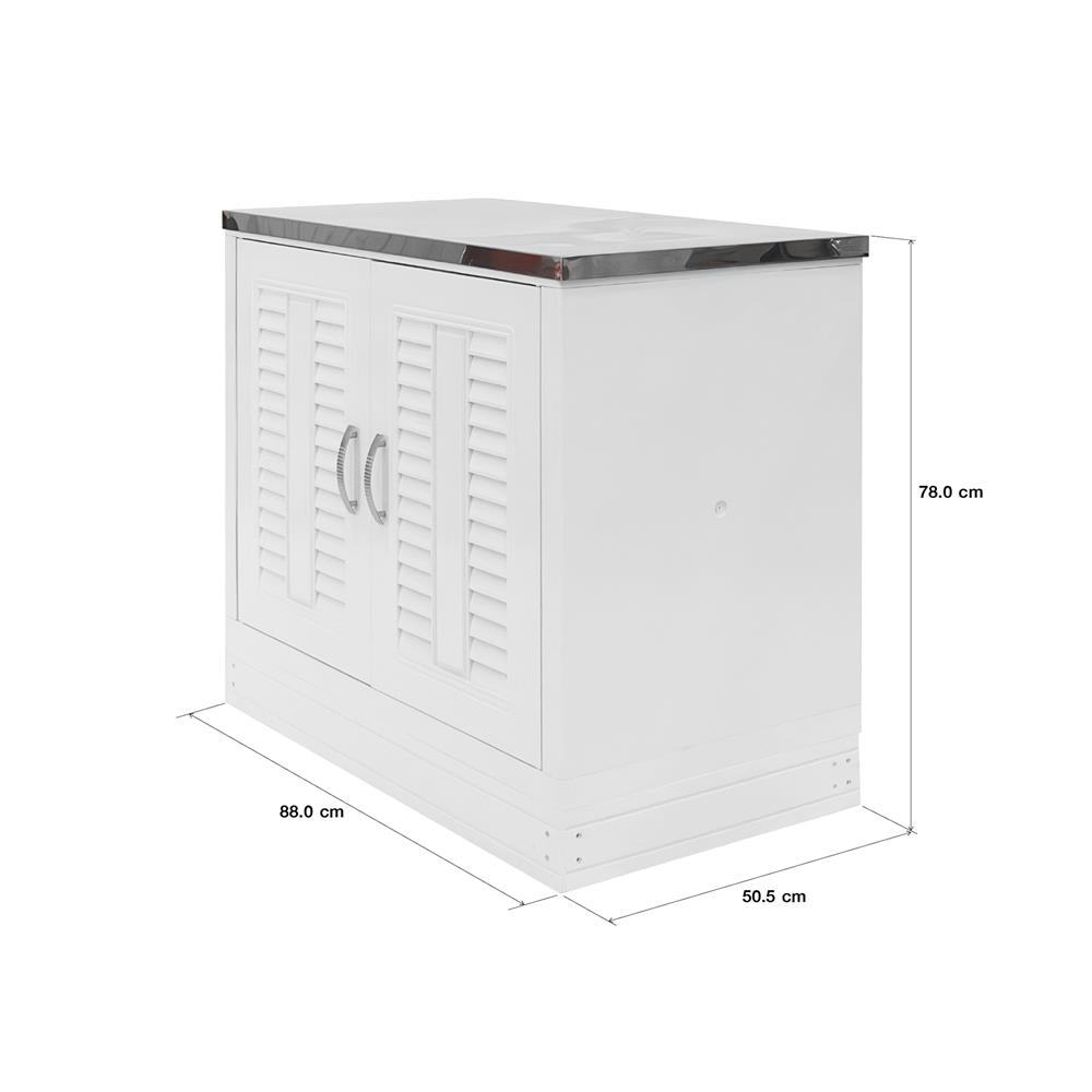 ตู้ตั้งพื้น PP SUPPER เกล็ดมณี TOPเรียบ 88x50.5x78 ซม. สีขาว