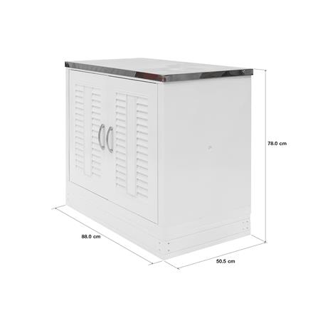 ตู้ตั้งพื้น PP SUPPER เกล็ดมณี TOPเรียบ 88x50.5x78 ซม. สีขาว_5