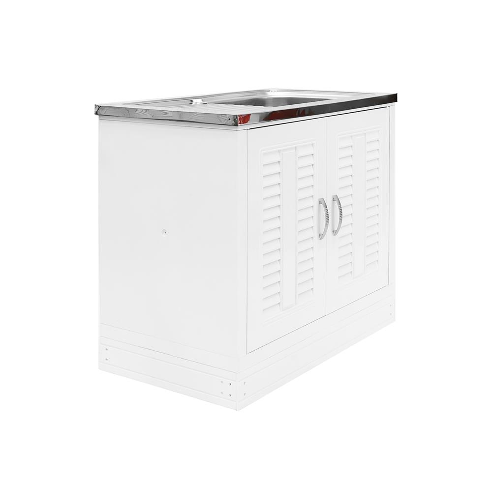 ตู้ตั้งพื้น PP SUPER เกล็ดมณี TOP ซิงค์ฝัง 1 หลุม 1 ที่พัก 88x50.5x78 ซม.สีขาว