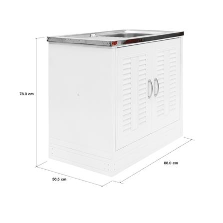 ตู้ตั้งพื้น PP SUPER เกล็ดมณี TOP ซิงค์ฝัง 1 หลุม 1 ที่พัก 88x50.5x78 ซม.สีขาว_4