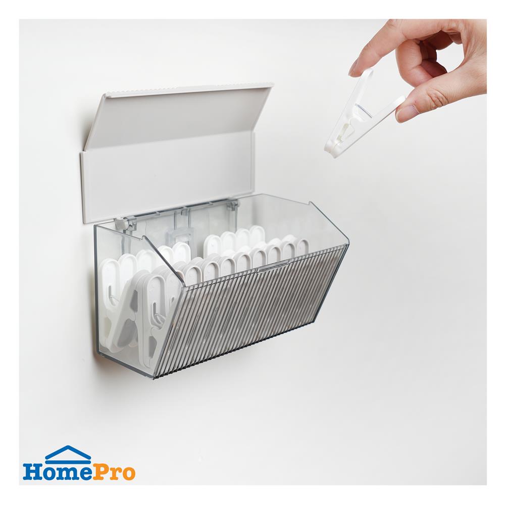 กิ๊บหนีบผ้า พร้อมกล่องใส่ PLIM สีขาว/เทา (แพ็ก 30 ชิ้น)