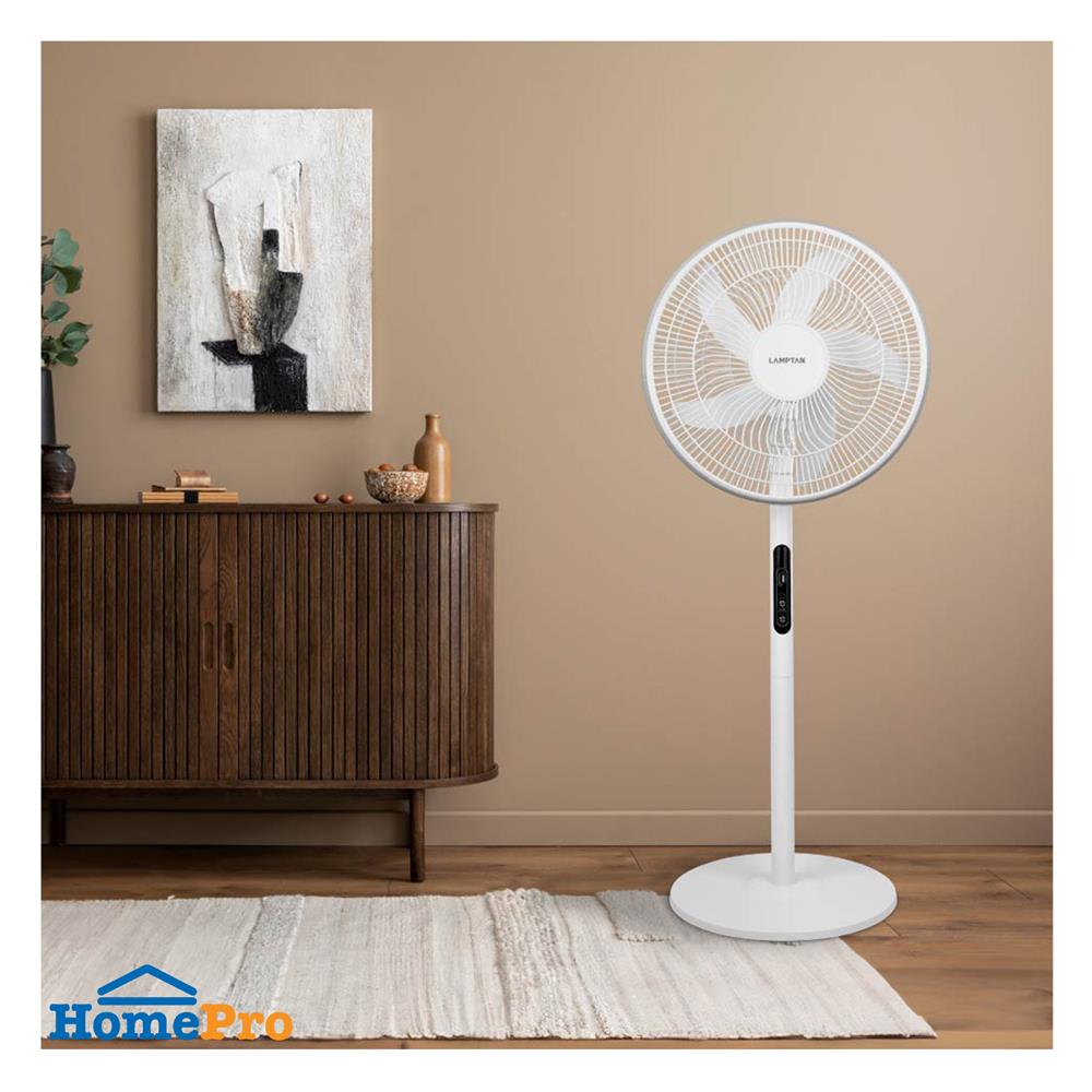 พัดลมโซลาร์เซลล์ 16 นิ้ว LAMPTAN 15 วัตต์ สีขาว