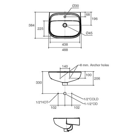 อ่างล้างหน้าแบบแขวน KARAT K-37942X-1-WK สีขาว_3