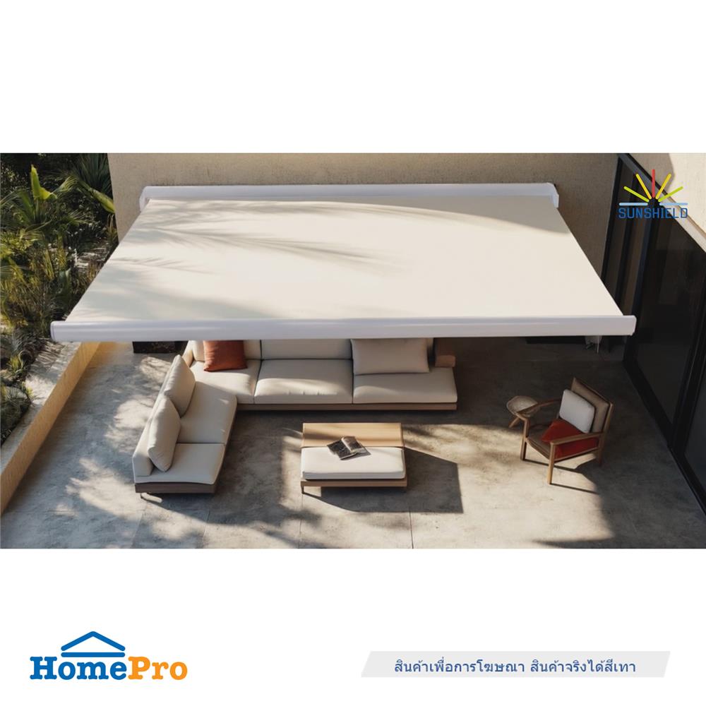 กันสาดผ้าพับได้ 2 ระบบ SUNSHIELD 395x300 ซม. สีเทาเข้ม