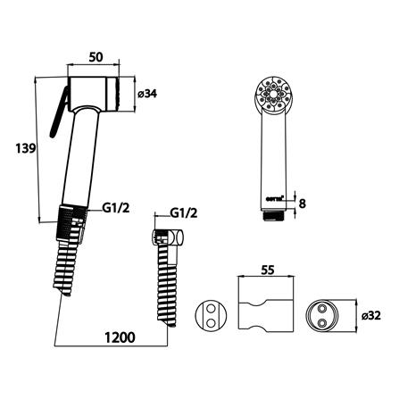 สายฉีดชำระครบชุด-ขาวโครม COTTO CT9916(WH)(HM)_2