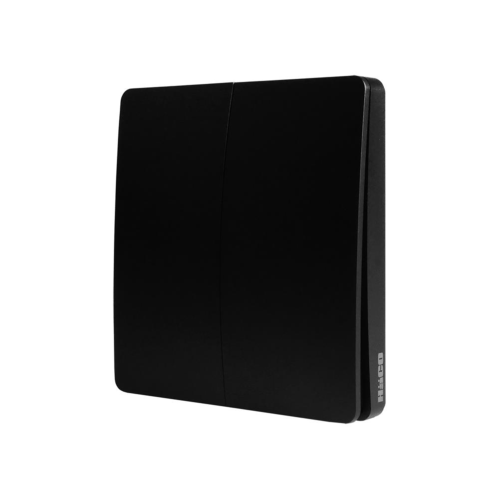 สวิตช์ไร้สาย 2 ช่อง IOT HACO HWS-2P/B สีดำ