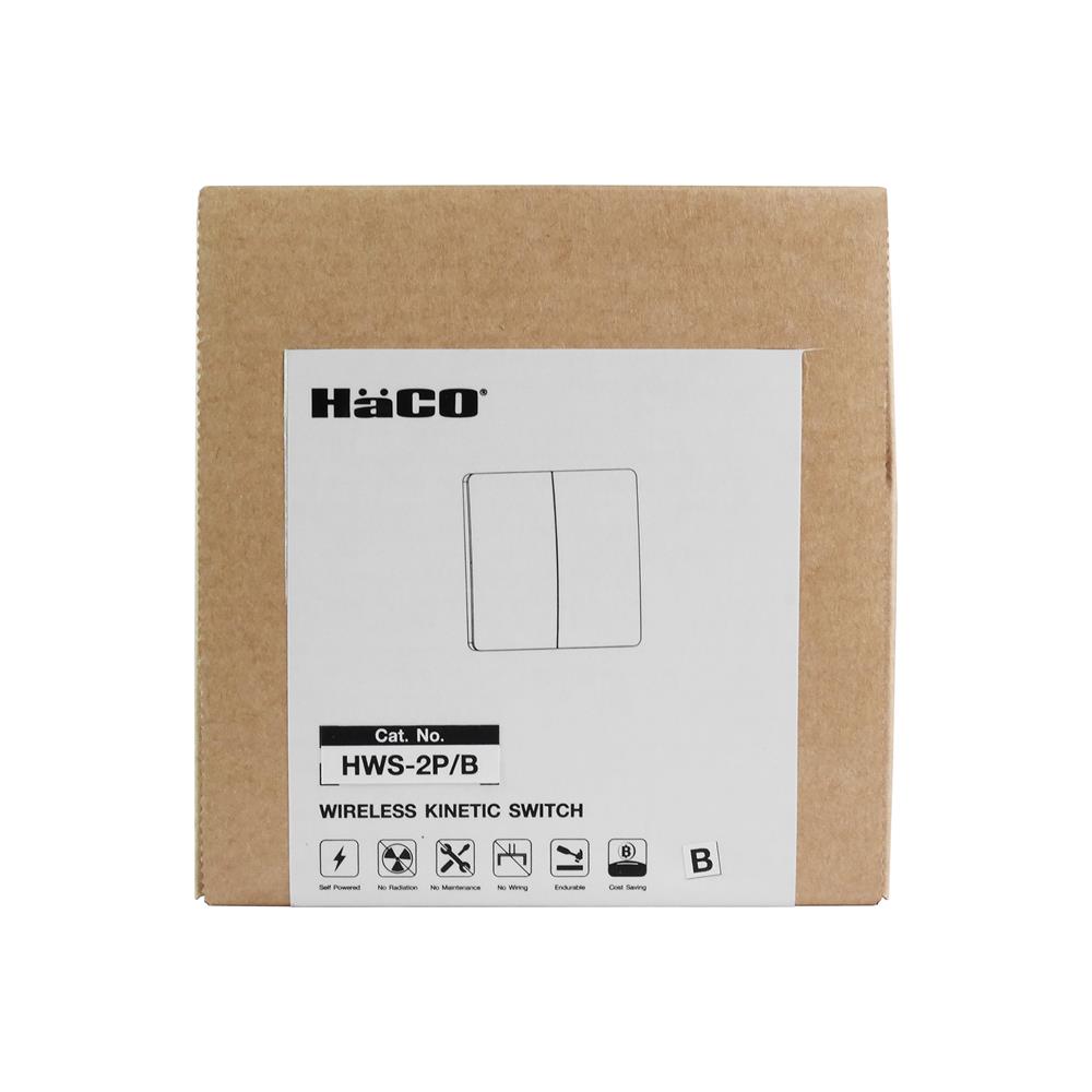 สวิตช์ไร้สาย 2 ช่อง IOT HACO HWS-2P/B สีดำ