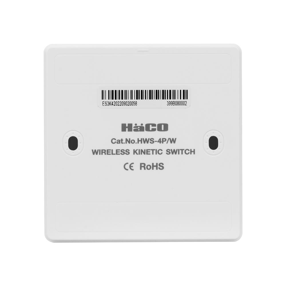 สวิตช์ไร้สาย 4 ช่อง IOT HACO HWS-4P/W สีขาว