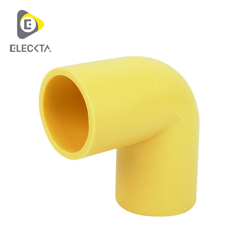 ข้องอ 90 องศา ร้อยสาย ELECKTA 3/8 นิ้ว สีเหลือง แพ็ก 10 ชิ้น