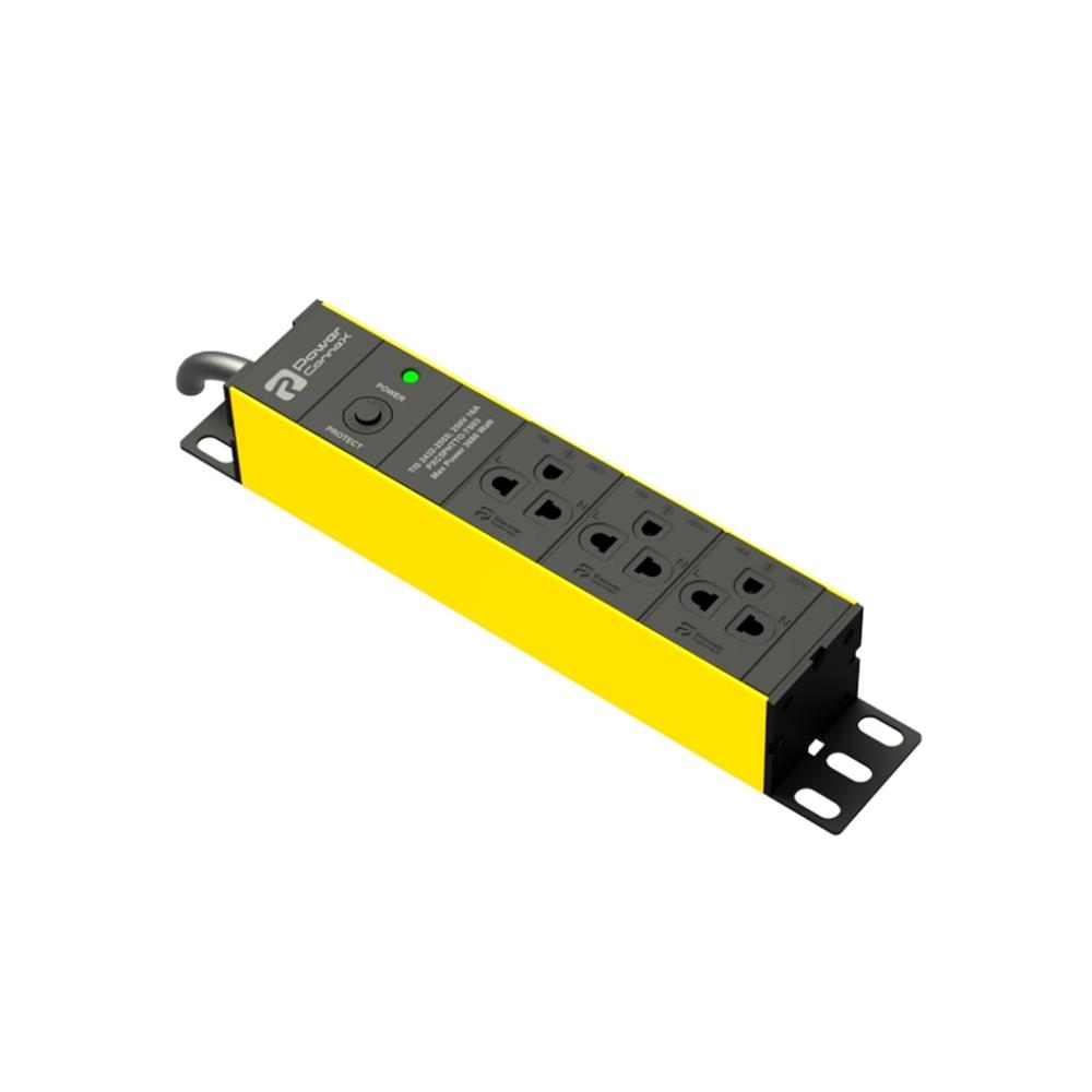 รางปลั๊กไฟ 3 ช่อง POWERCONNEX PXC5HTTO-TS03 16 แอมป์ 2 ม. สีเหลือง/ดำ