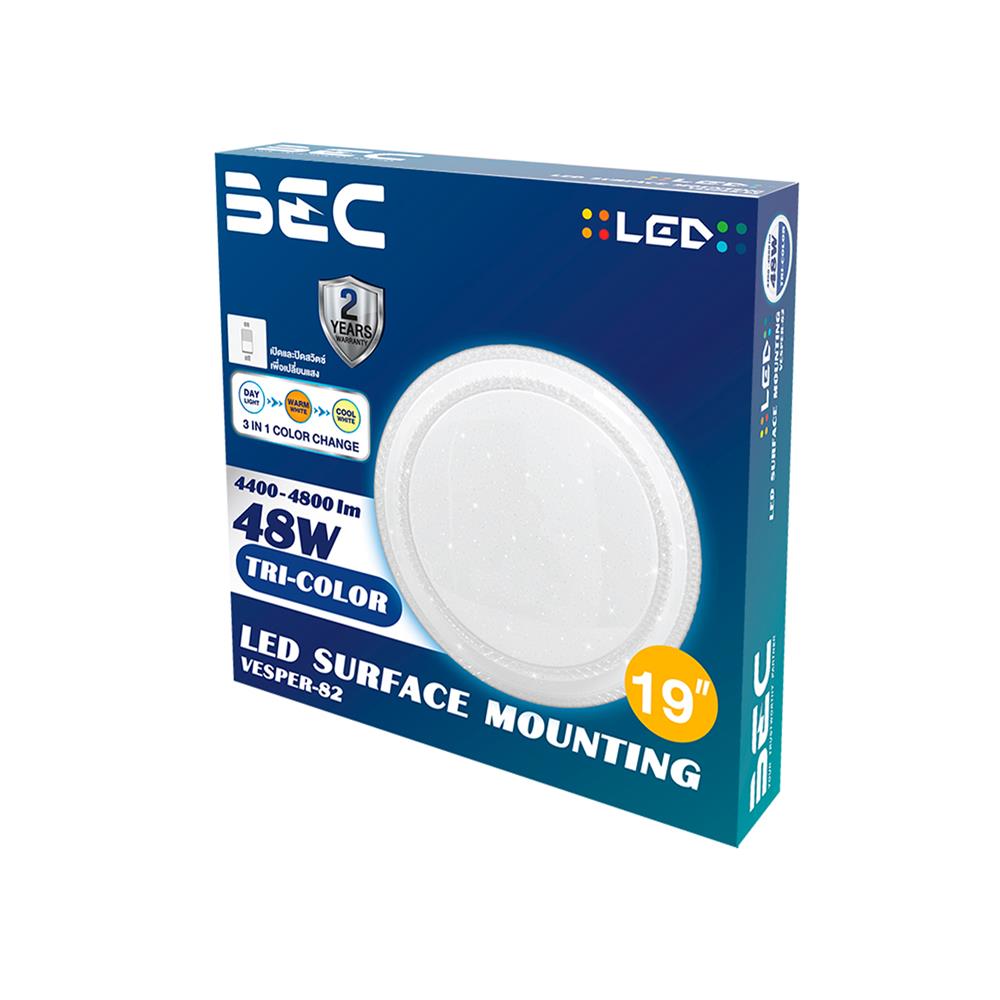 ไฟเพดาน LED BEC VESPER-82 19 นิ้ว 48 วัตต์ DAYLIGHT/COOL WHITE/WARM WHITE สีขาว