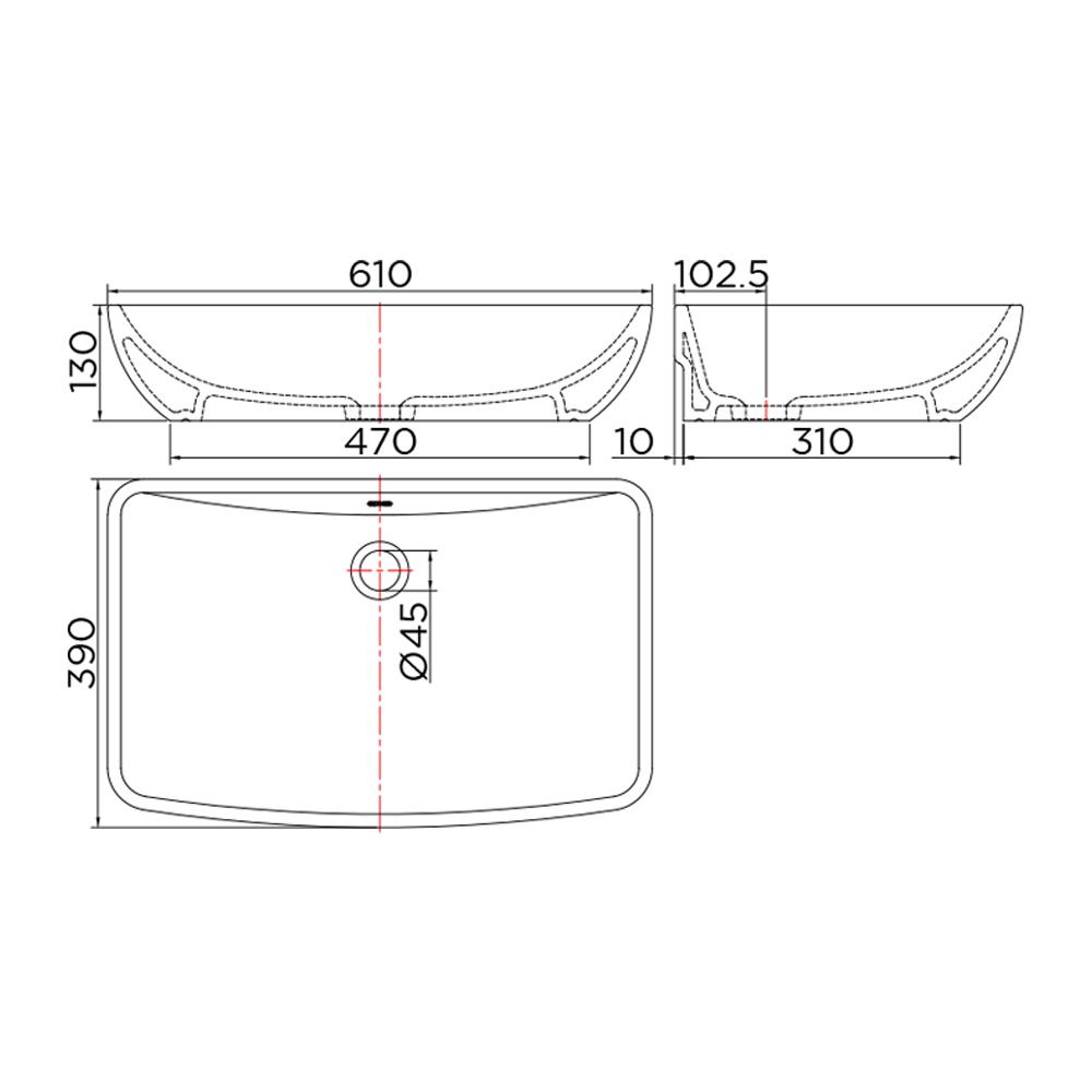 อ่างล้างหน้าวางบนเคาน์เตอร์ ESTHER ECW-02-210-11 สีขาว