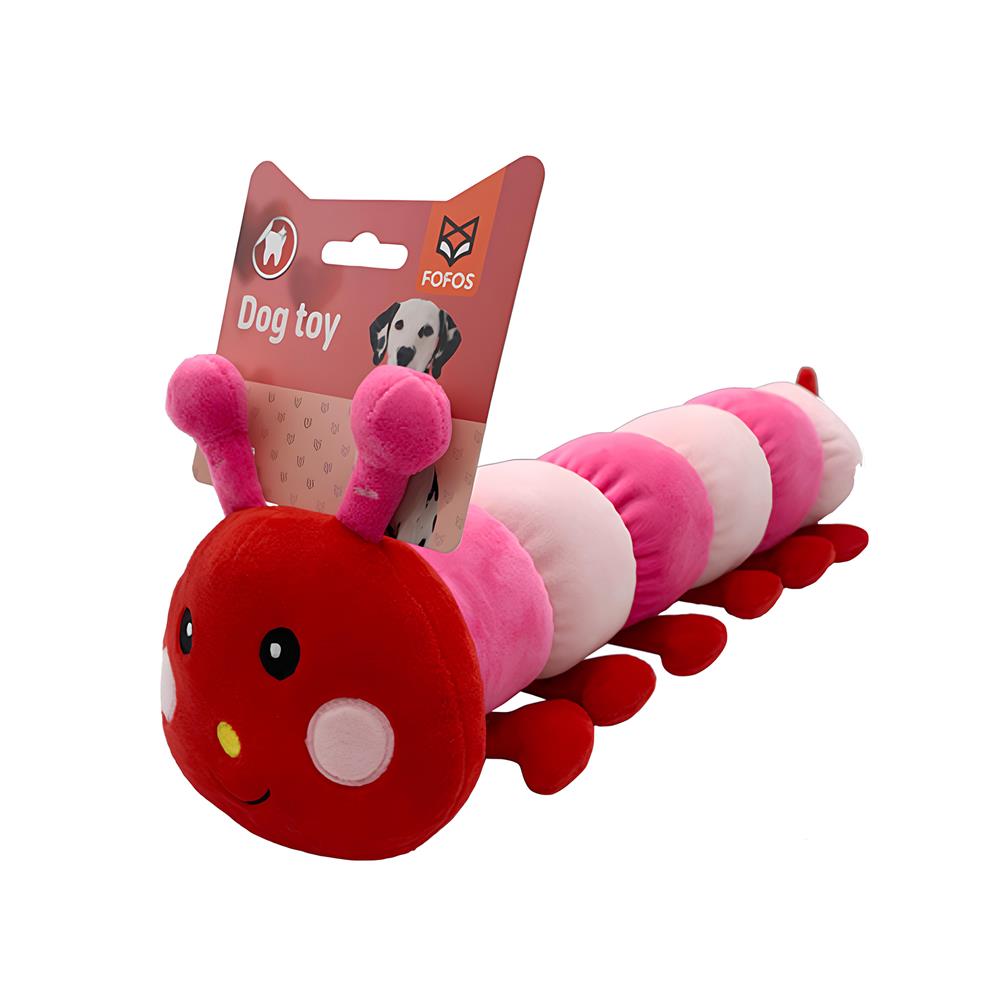 ของเล่นสุนัข FOFOS PLUSH CATERPILLAR สีแดง/ชมพู