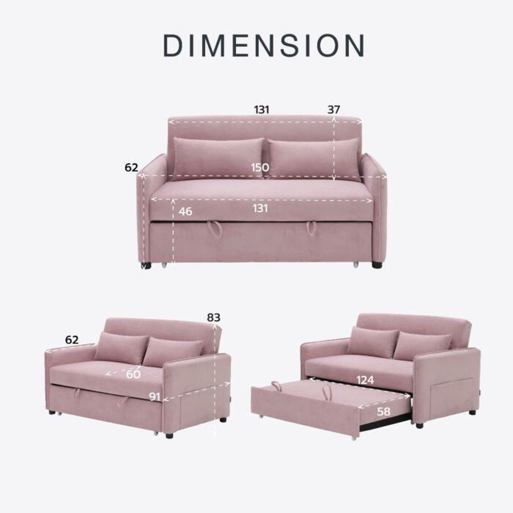 โซฟาเบด 2 ที่นั่ง SB FURNITURE BONDANIE 19234946 สีชมพู