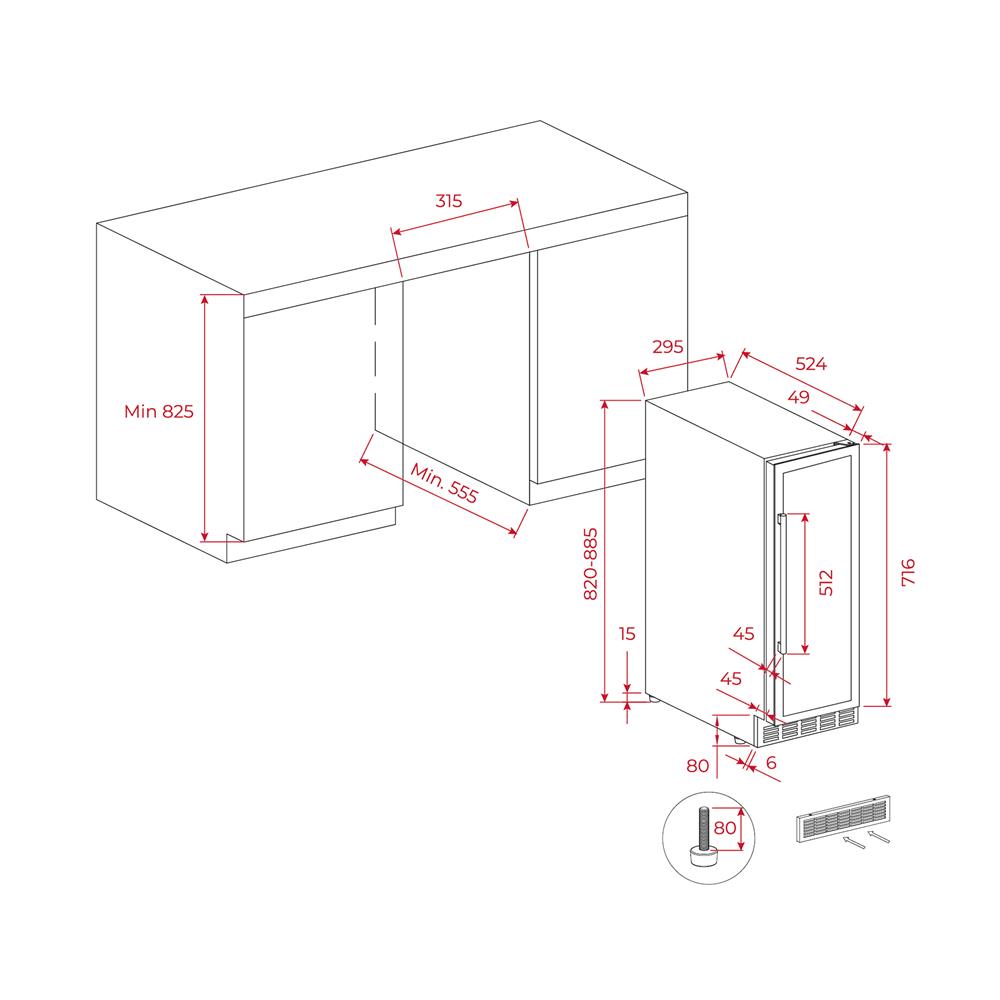 ตู้แช่ไวน์ TEKA RVU 10020 GBK 20 ขวด สีดำ