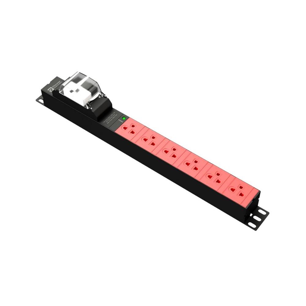 รางปลั๊กไฟ 6 ช่อง 1 เบรกเกอร์ POWERCONNEX PXC5PHTNB-TS06 16 แอมป์ 3 ม. สีแดง/ดำ