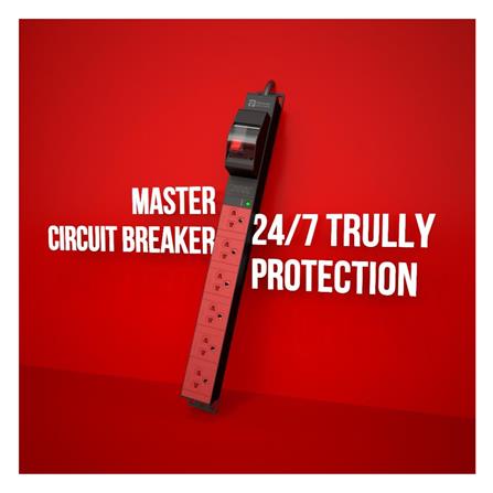 รางปลั๊กไฟ 6 ช่อง 1 เบรกเกอร์ POWERCONNEX PXC5PHTNB-TS06 16 แอมป์ 3 ม. สีแดง/ดำ_2