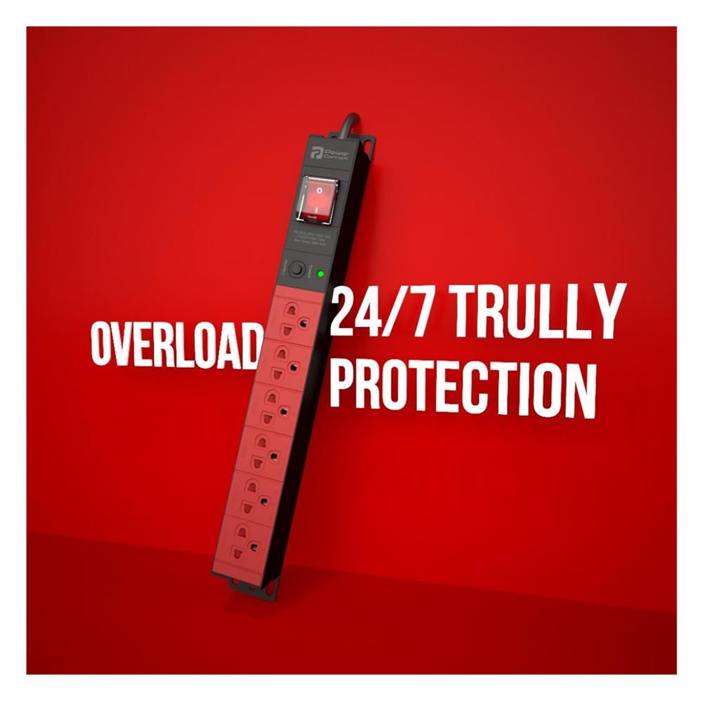 รางปลั๊กไฟ 6 ช่อง 1 สวิตช์ POWERCONNEX PXC5PHTNS-TS06 16 แอมป์ 3 ม. สีแดง/ดำ