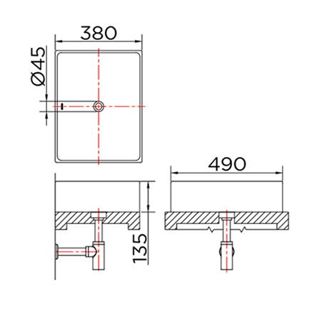 อ่างล้างหน้าวางบนเคาน์เตอร์ ESTHER ECW-03-210-11 สีขาว_4