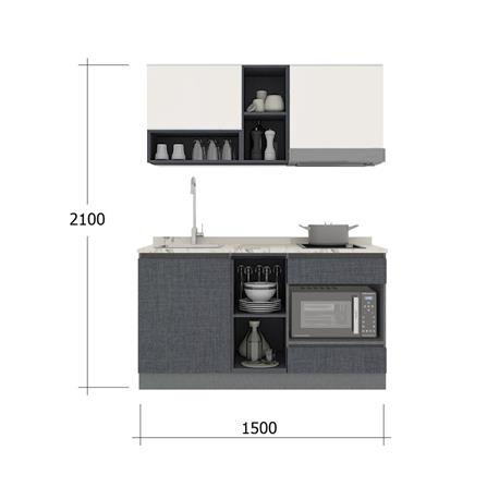 ครัวไม้สำเร็จ SB FURNITURE KUCHE COMP150G-L GREY-TWIST STONE GLOSS 150 ซม._3