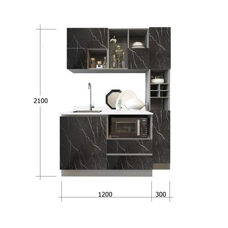 ครัวไม้สำเร็จ SB FURNITURE KUCHE COMP150F-L BLACK STONE WHITE GLOSS 150 ซม._3