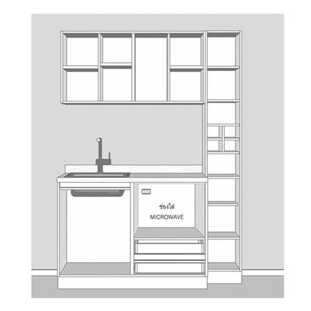 ครัวไม้สำเร็จ SB FURNITURE KUCHE COMP150F-L BLACK STONE WHITE GLOSS 150 ซม._2