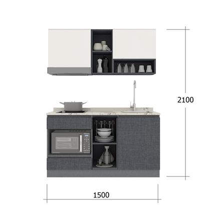 ครัวไม้สำเร็จ SB FURNITURE KUCHE COMP150G-R GREY-TWIST STONE GLOSS 150 ซม._3