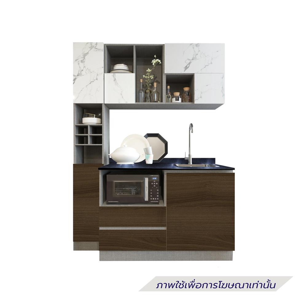 ครัวไม้สำเร็จ SB FURNITURE KUCHE COMP150F-R ITALIAN WALNUT BLACK GLOSS 150 ซม.