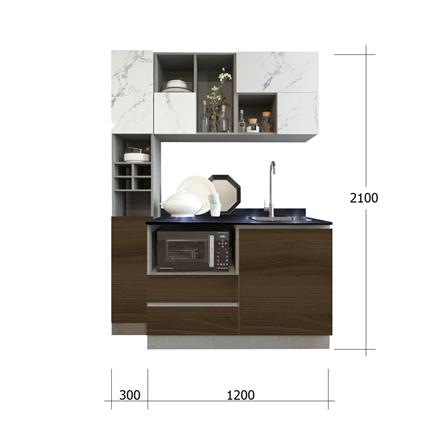 ครัวไม้สำเร็จ SB FURNITURE KUCHE COMP150F-R ITALIAN WALNUT BLACK GLOSS 150 ซม._3