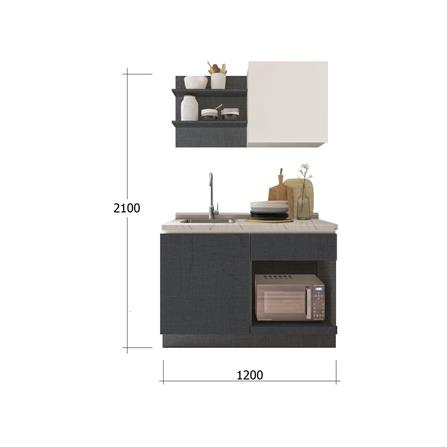ครัวไม้สำเร็จ SB FURNITURE KUCHE COMP120B-L GREY-TWIST STONE GLOSS 120 ซม._2