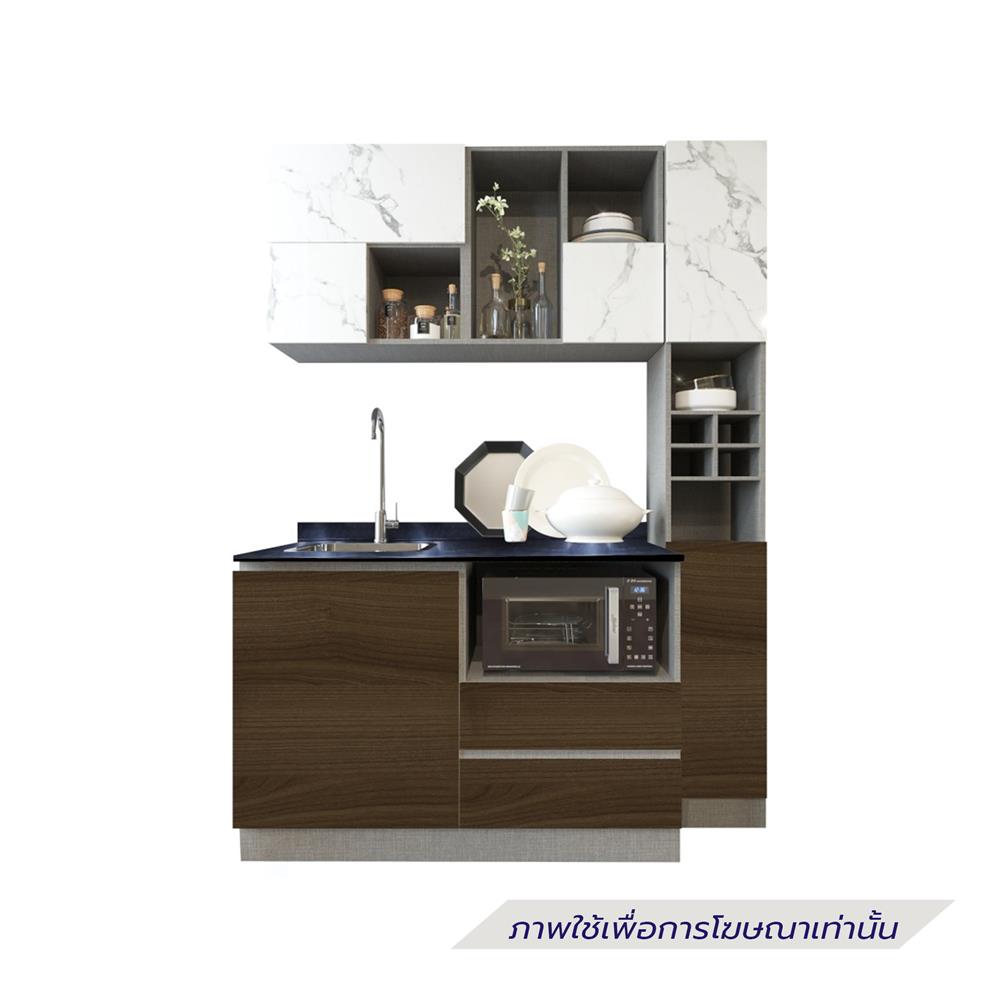 ครัวไม้สำเร็จ SB FURNITURE KUCHE COMP150F-L ITALIAN WALNUT BLACK GLOSS 150 ซม.