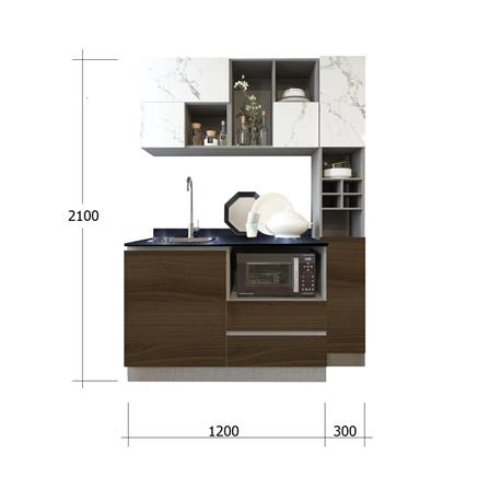 ครัวไม้สำเร็จ SB FURNITURE KUCHE COMP150F-L ITALIAN WALNUT BLACK GLOSS 150 ซม._3