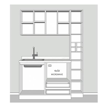 ครัวไม้สำเร็จ SB FURNITURE KUCHE COMP150F-L ITALIAN WALNUT BLACK GLOSS 150 ซม._2