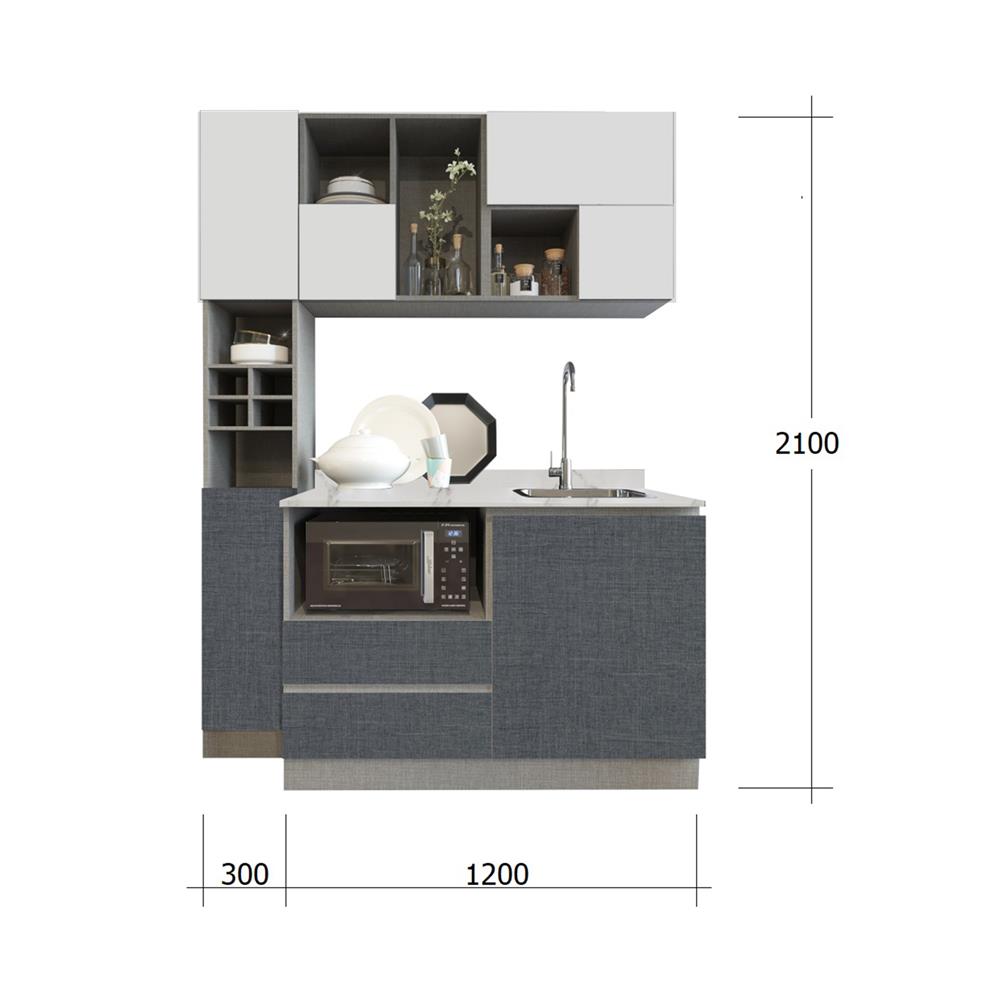 ครัวไม้สำเร็จ SB FURNITURE KUCHE COMP150F-R GREY-TWIST STONE GLOSS 150 ซม.