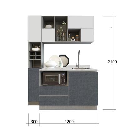 ครัวไม้สำเร็จ SB FURNITURE KUCHE COMP150F-R GREY-TWIST STONE GLOSS 150 ซม._3