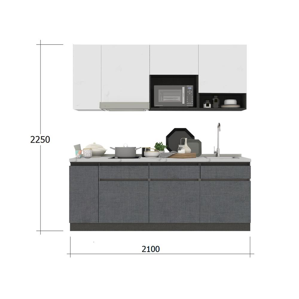 ครัวไม้สำเร็จ SB FURNITURE KUCHE COMP210C-R GREY-TWIST STONE GLOSS 210 ซม.