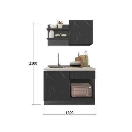 ครัวไม้สำเร็จ SB FURNITURE KUCHE COMP120B-L BLACK STONE WHITE GLOSS 120 ซม._2