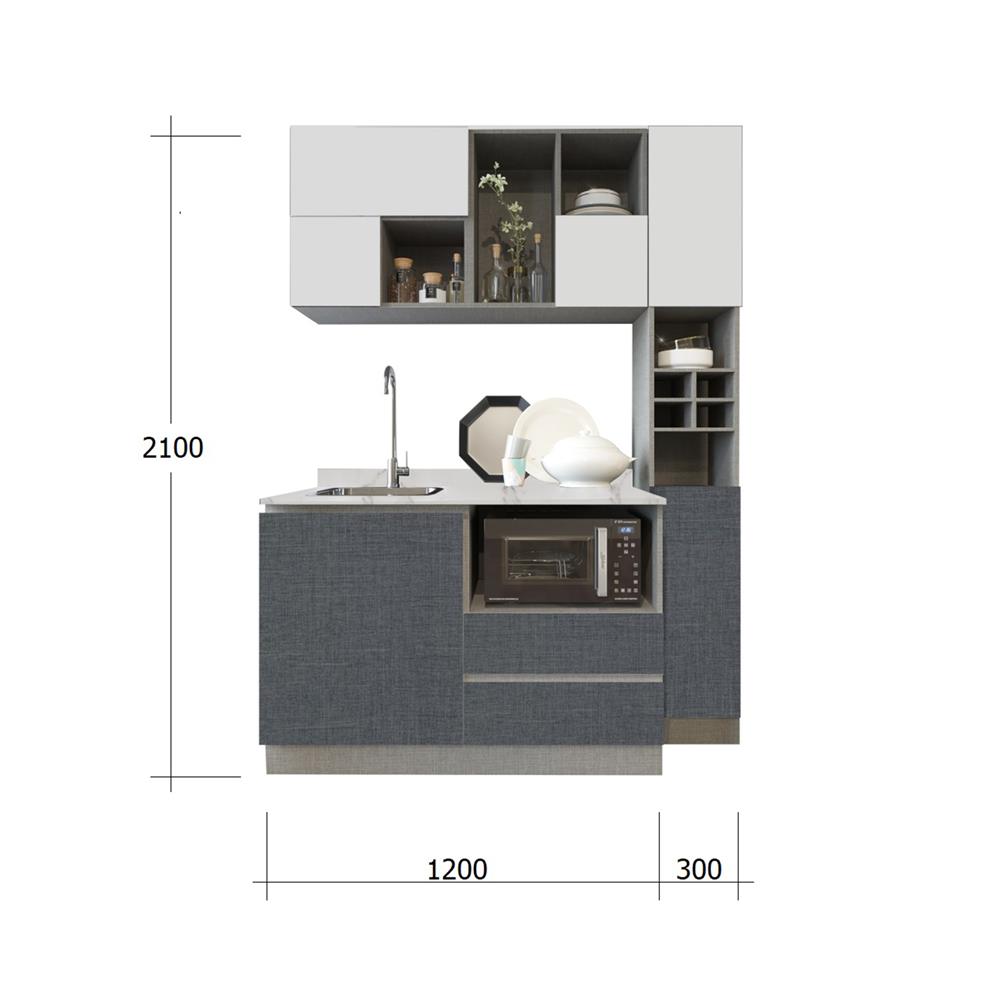 ครัวไม้สำเร็จ SB FURNITURE KUCHE COMP150F-L GREY-TWIST STONE GLOSS 150 ซม.