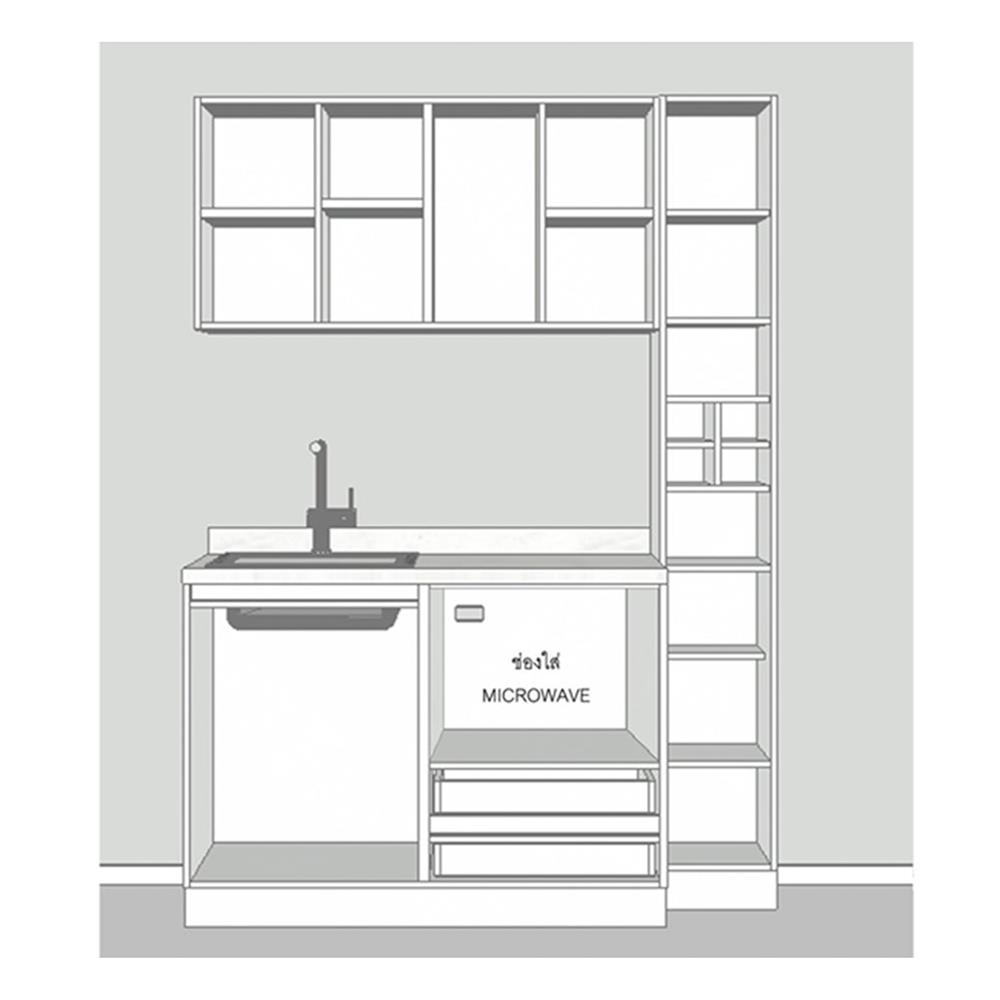 ครัวไม้สำเร็จ SB FURNITURE KUCHE COMP150F-L GREY-TWIST STONE GLOSS 150 ซม.