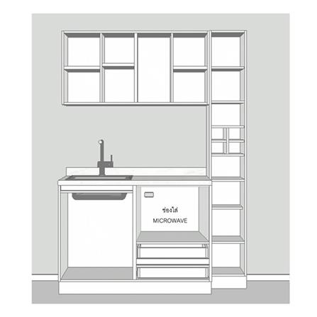 ครัวไม้สำเร็จ SB FURNITURE KUCHE COMP150F-L GREY-TWIST STONE GLOSS 150 ซม._2