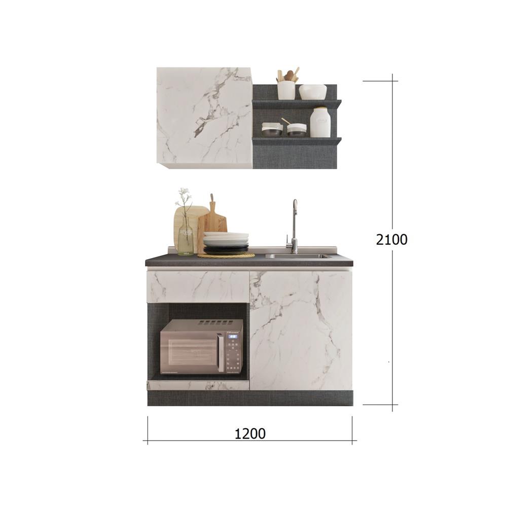 ครัวไม้สำเร็จ SB FURNITURE KUCHE COMP120B-R WHITE STONE BLACK GLOSS 120 ซม.