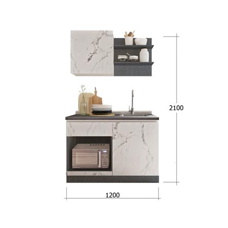 ครัวไม้สำเร็จ SB FURNITURE KUCHE COMP120B-R WHITE STONE BLACK GLOSS 120 ซม._2