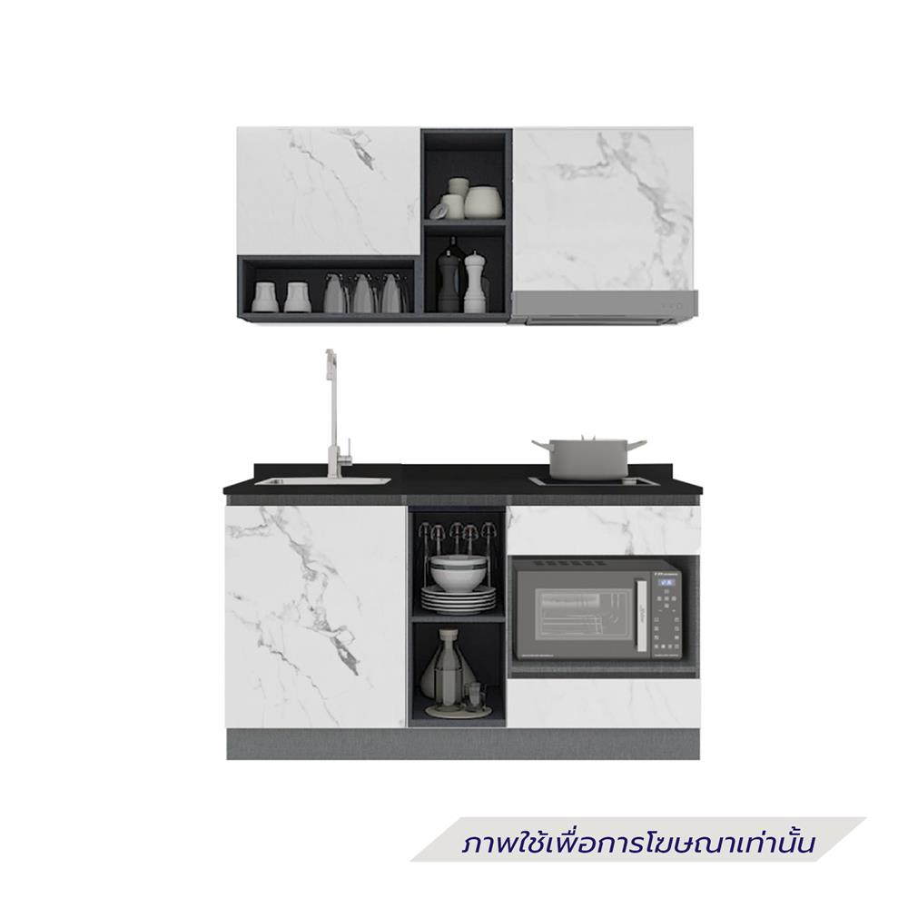 ครัวไม้สำเร็จ SB FURNITURE KUCHE COMP150G-L WHITE STONE BLACK GLOSS 150 ซม.