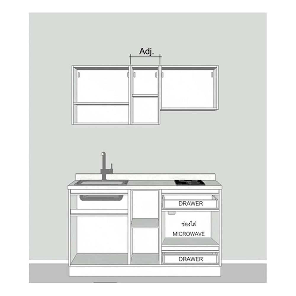 ครัวไม้สำเร็จ SB FURNITURE KUCHE COMP150G-L WHITE STONE BLACK GLOSS 150 ซม.
