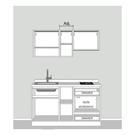 ครัวไม้สำเร็จ SB FURNITURE KUCHE COMP150G-L WHITE STONE BLACK GLOSS 150 ซม._2